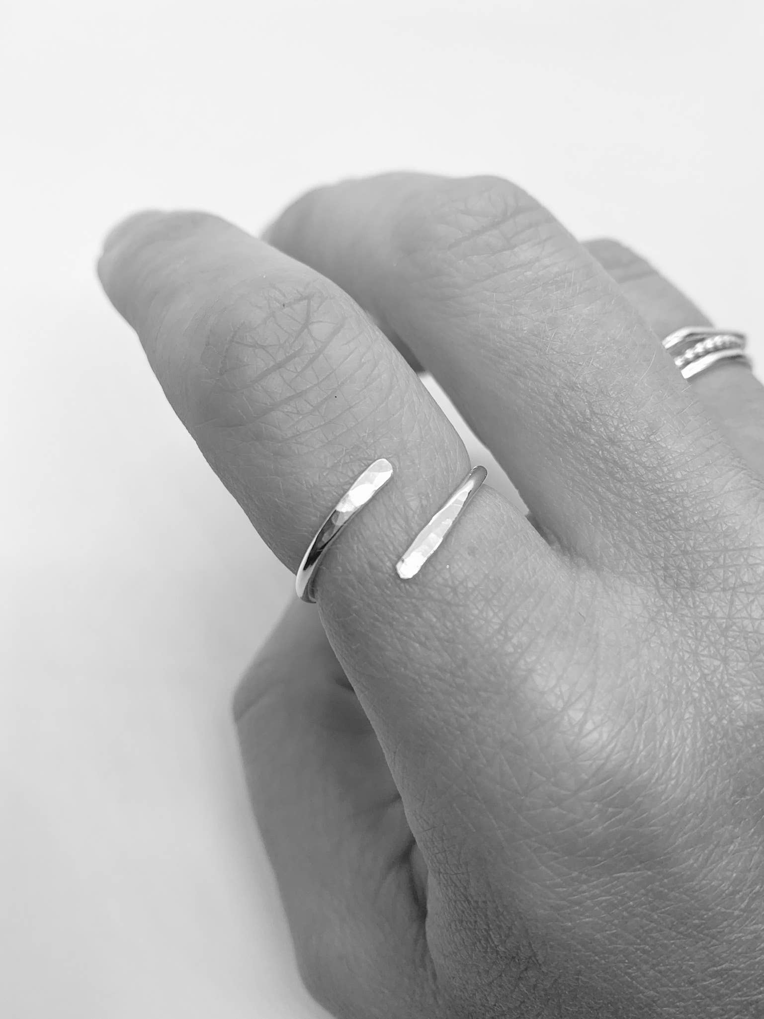Verve Jewellery - Wholesale Band/Stacked Ring - Hammered adjustable ring for women, sterling silver1