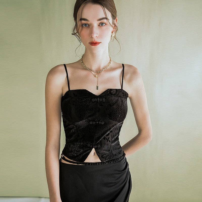 BLACK Designer's Inner Bondage Tube-Top Vest with Adjustable Straps for wholesale on Faire1