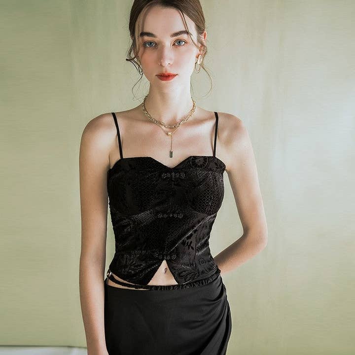 BLACK Designer's Inner Bondage Tube-Top Vest with Adjustable Straps for wholesale on Faire1