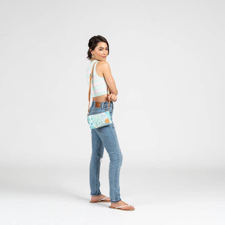 Jana Lam - Wholesale Crossbody Bag - Women's - Mini Slim Zipper Cross Body • Hibiscus • White over Rainbow Ombre1