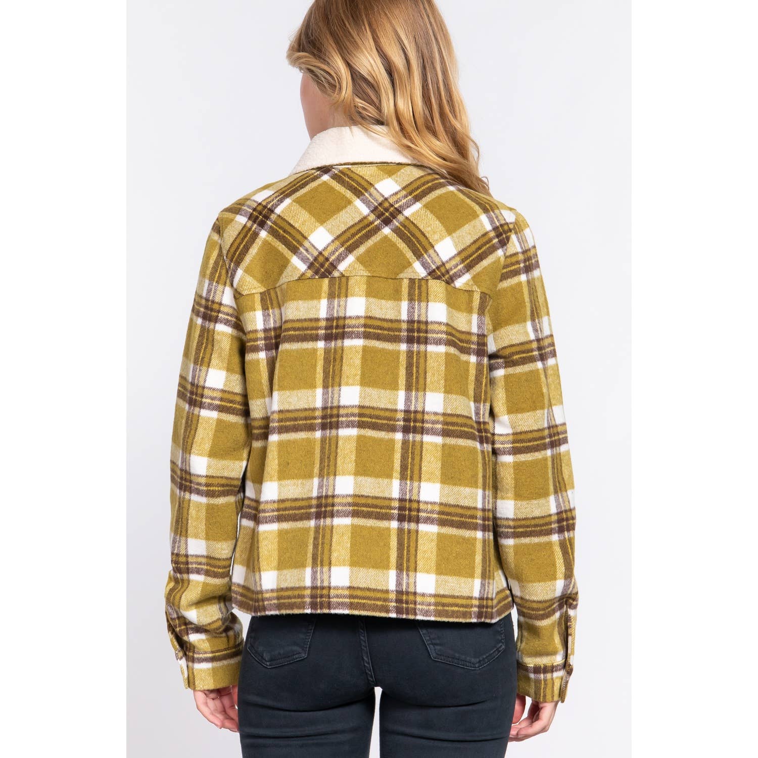 Apolline - Wholesale Shirt Jacket/Shacket - Women's - FAUX FUR COLLAR PLAID SHACKET12