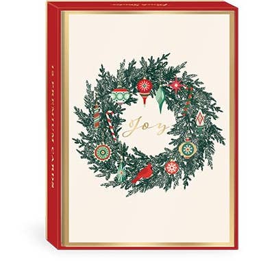 Holidaycard 5X7 Boxed V2-12Ct Vintage Wreath for wholesale by Punch Studio