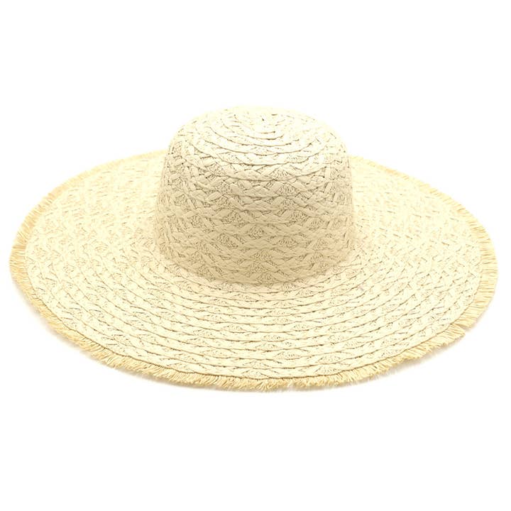 Sensibling Corp. - Wholesale Straw Hat - Women's - Trim Detailed Solid Straw Sun Hat
9