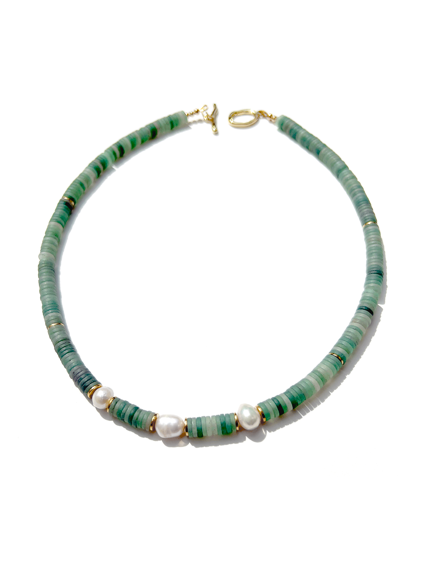 Kaylie Dawn Jewelry - Wholesale Beaded/Pearl Necklace - Madaket Handmade Heishi Gemstone & Pearl Necklace - 5 Colors7