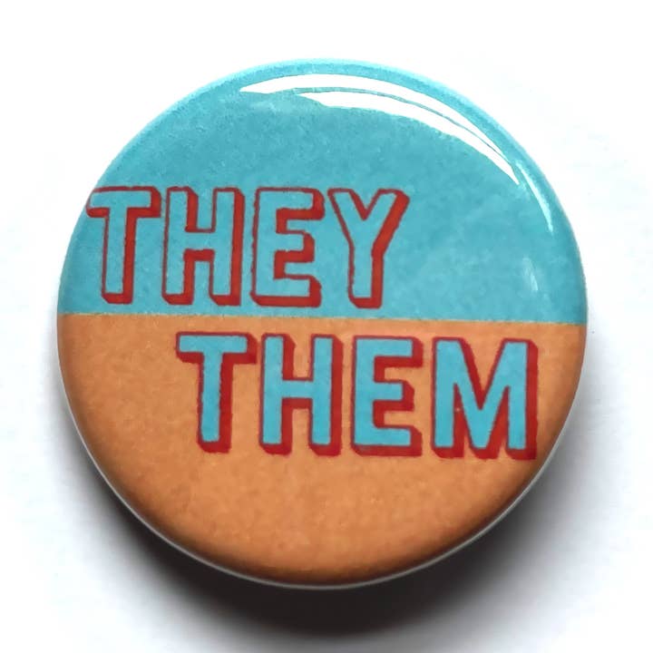 TheThirdArrow - Wholesale Lapel Pin/Button - 1.25” Blue & Orange Pronoun Buttons5