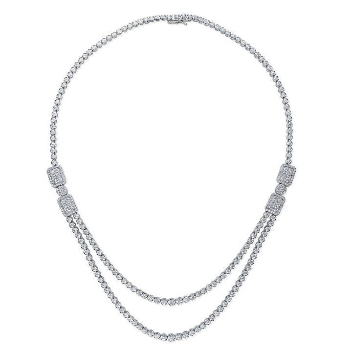 BERRICLE Sterling Silver Art Deco CZ Tennis Necklace for wholesale by BERRICLE
