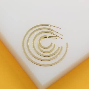 MIA Jewelry - Wholesale Hoop Earrings - 18K Gold Filled Flat Open Hoop Earrings | Gold Filled Flat