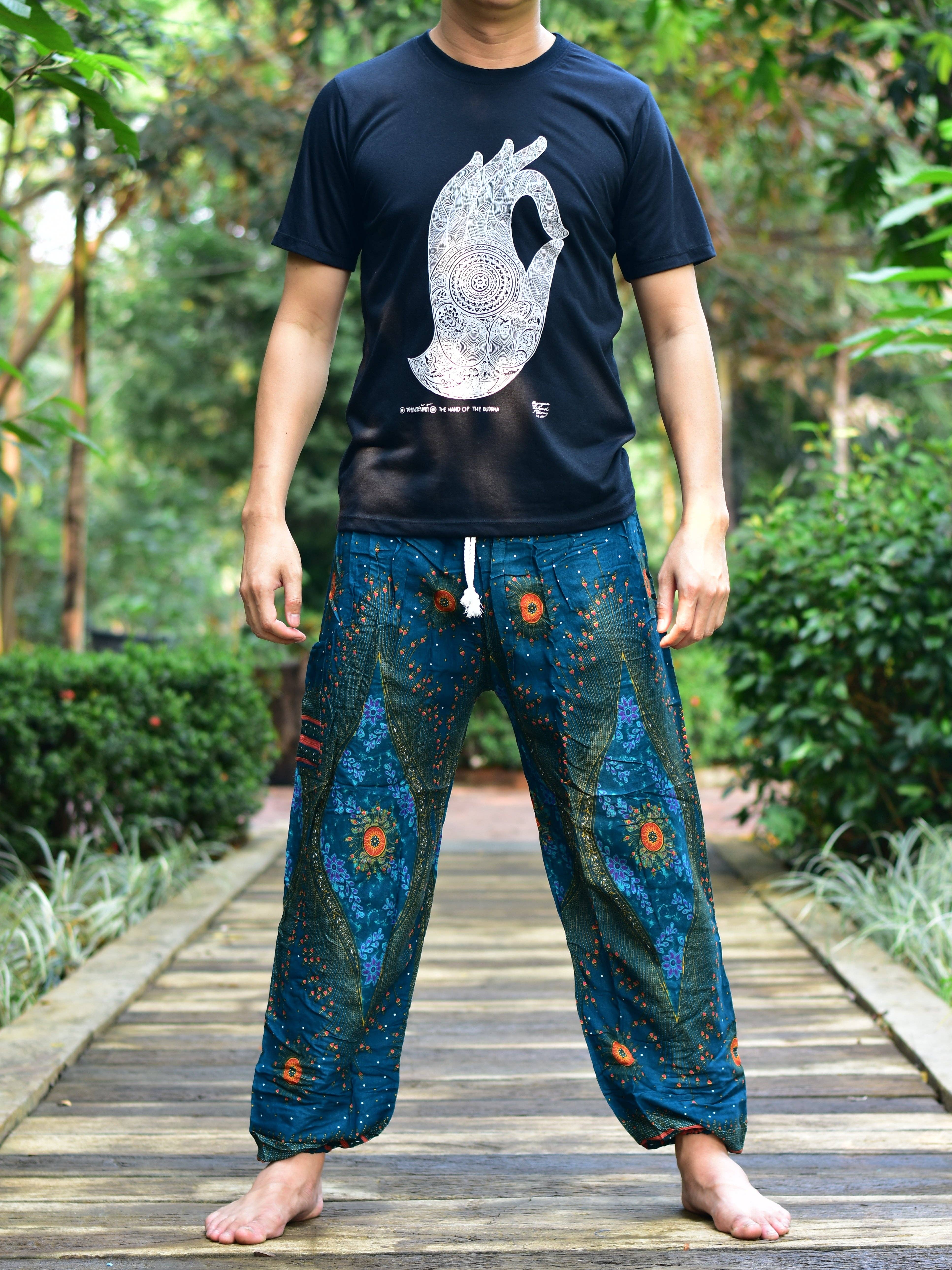 Green Mens Teal Moonshine Harem Pants Cord Tie Waist M/L-2XL for wholesale on Faire1