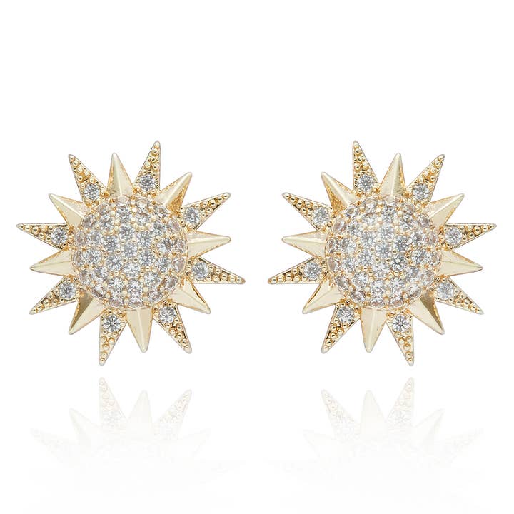 Celestial Sunshine Gold Plated Earrings for wholesale by Joe Davies