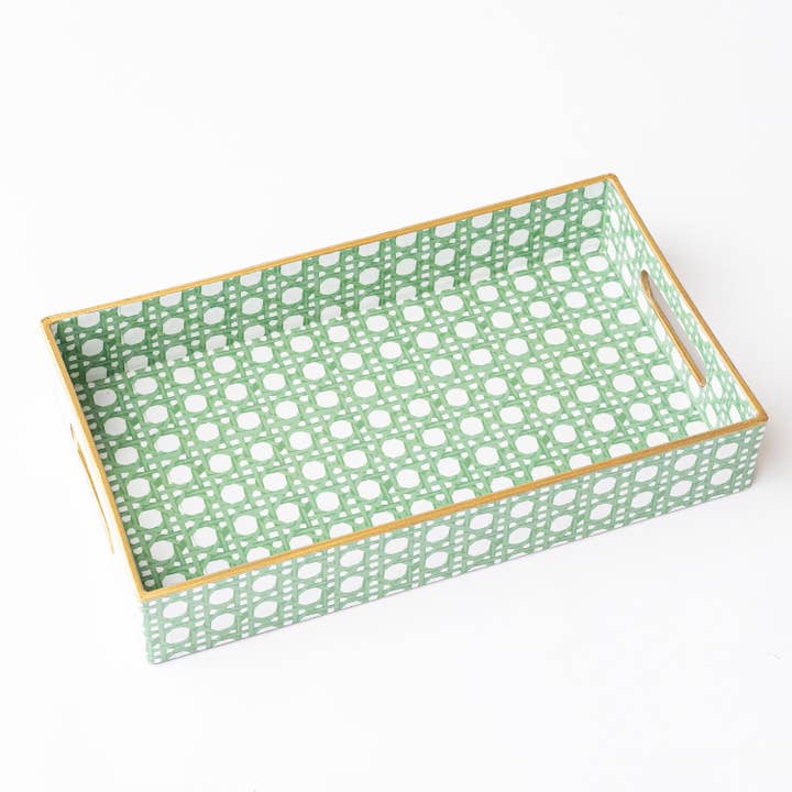 8 Oak Lane - Wholesale Decorative tray - Green Cane Vanity Tray1