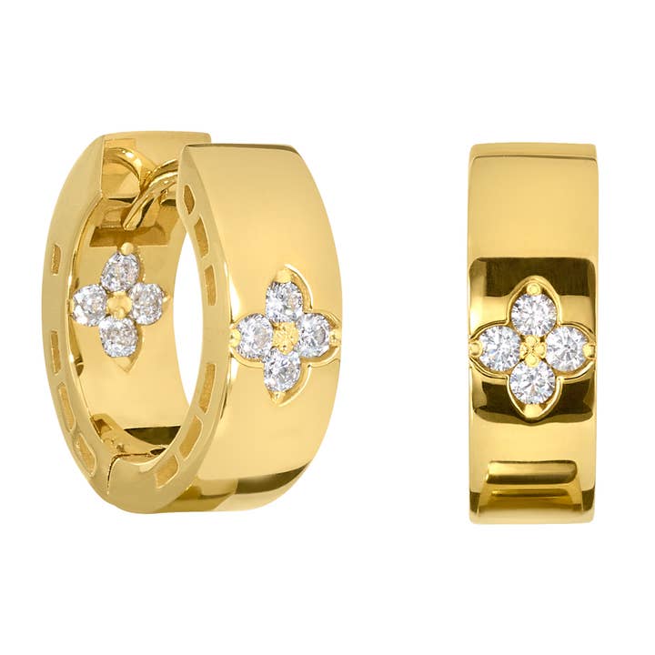 Clover Huggie Hoop Earrings (BL2454EG) for wholesale by Kelly Waters