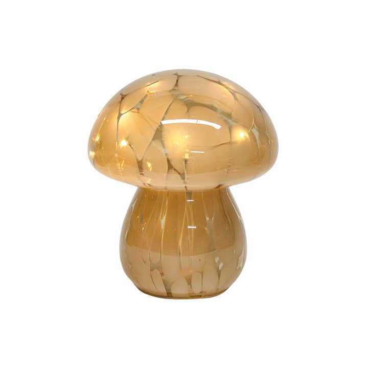 Beige spotted mushroom LED decoration with batteries D13.5 H15.5cm for wholesale by Opjet Paris