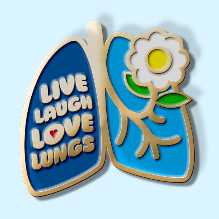 Live Laugh Love Lungs emaljstift för wholesale av Fighty Pants.