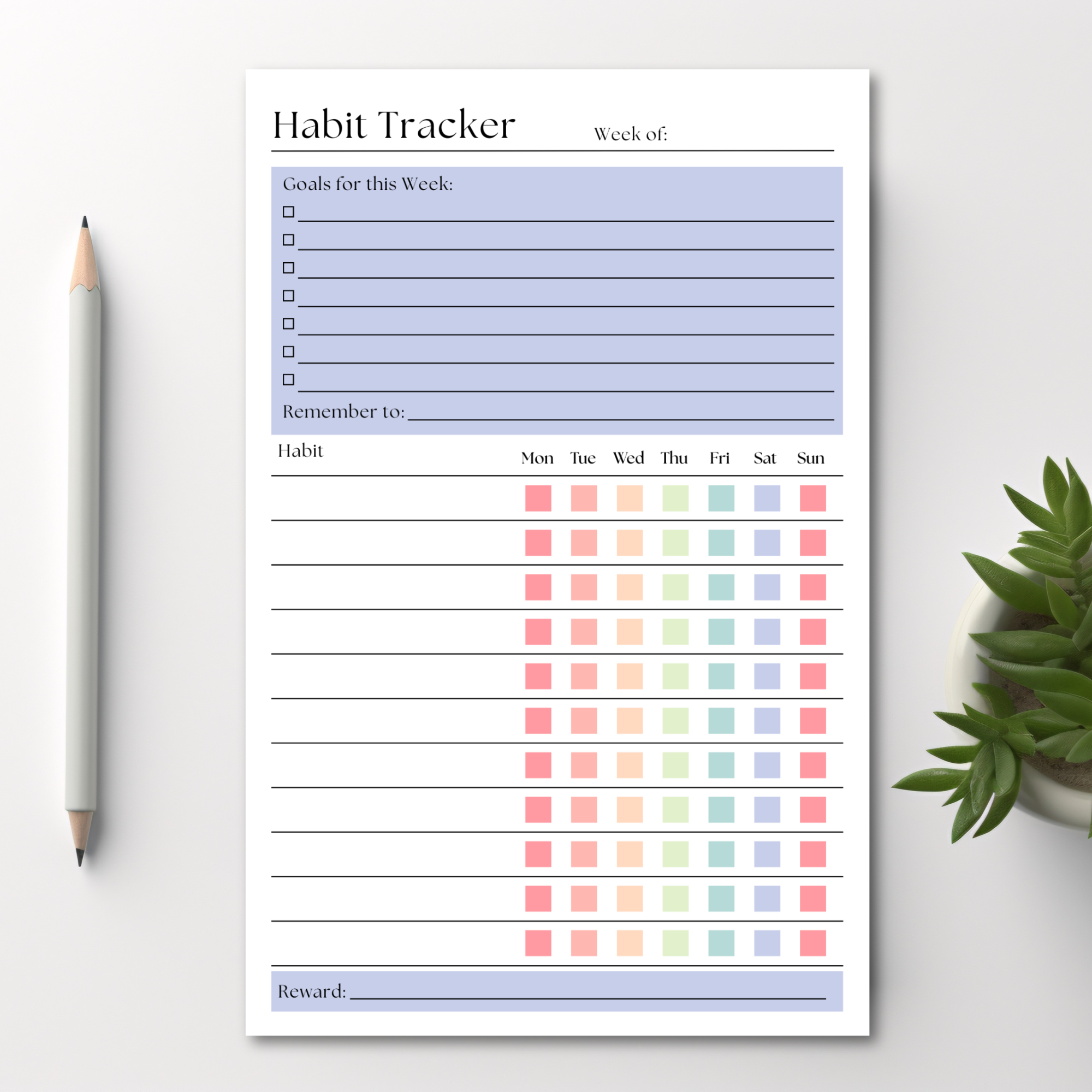 Eleventh and Taylor - Venta al por mayor Libretas - Rastreador de Hábitos Semanal: Bloc de Notas de 50 Páginas Desprendibles1