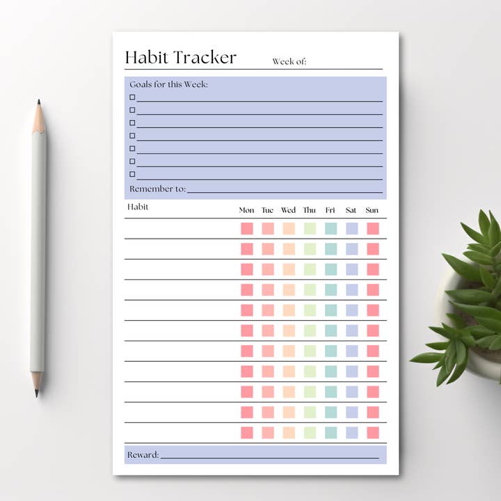 Eleventh and Taylor - Vendita all'ingrosso Bloc notes - Tracker settimanale delle abitudini: blocco note da 50 pagine staccabili1