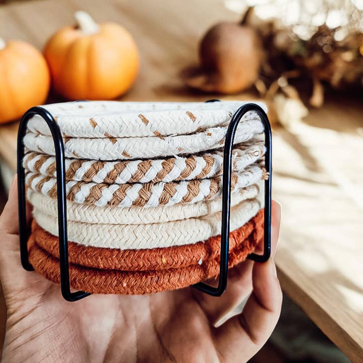 Gia Roma - Wholesale Coasters - Fall Fabric Coaster Sets, Gift Ready | Autumn Tabletop Decor1