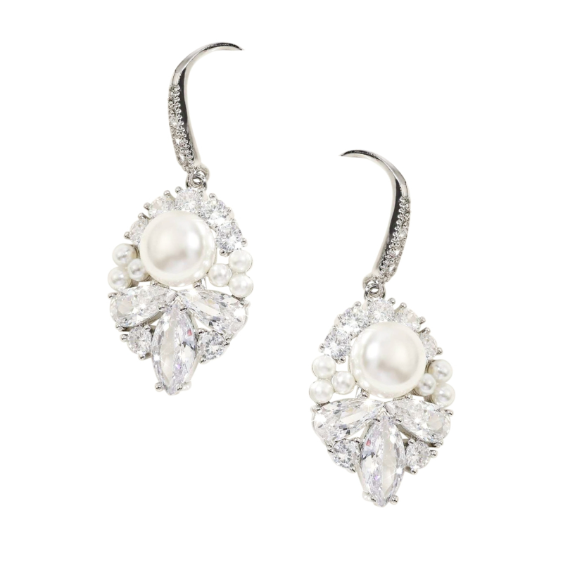 Athena Bridal Jewellery - Vente Boucles d'oreilles pendantes - COLLECTION CZ - BOUCLES D'OREILLES VINTAGE ALLUE - ARGENT CZER80910