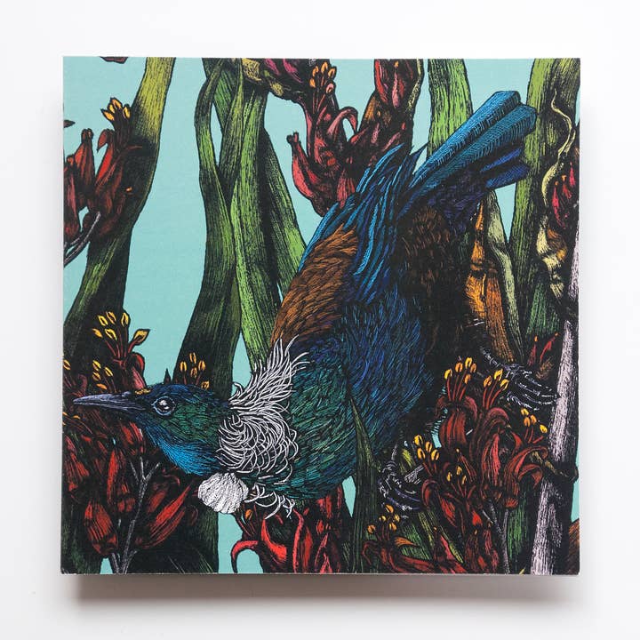 Blank hälsning fågel kort - två tuis och lin för wholesale av Rachel Meehan, pictures and words...