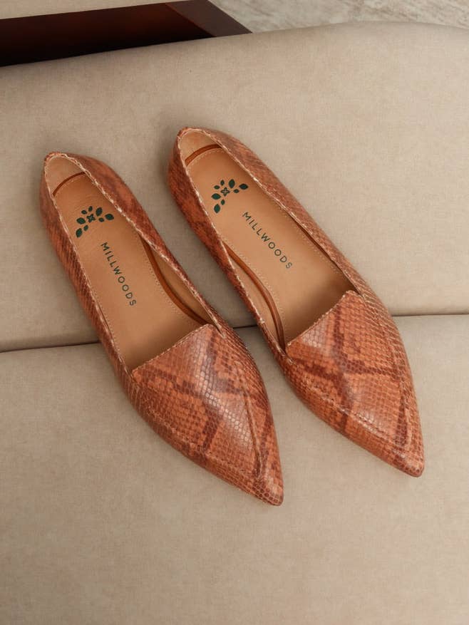 Square Ballet Flat - Tan Python for wholesale on Faire0