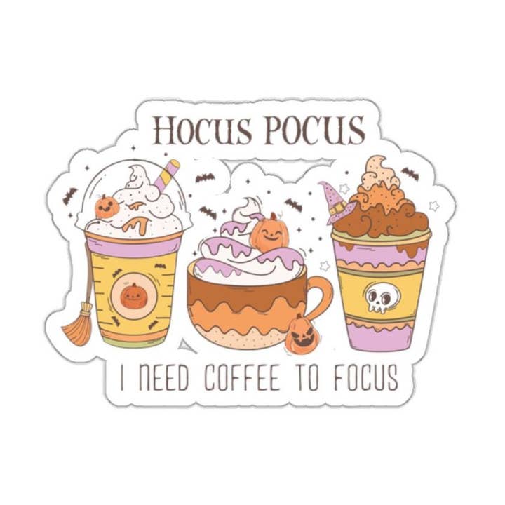 Hokus Pokus Kaffe Fokus Utskuren Klistermärkesset för Hösten för wholesale av Belle Lis Design Co.