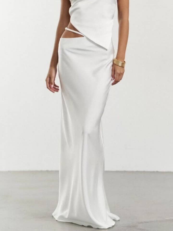 Solid Color Hip Wrap Soft Maxi Skirts DP25C405 for wholesale by Dipped Shop