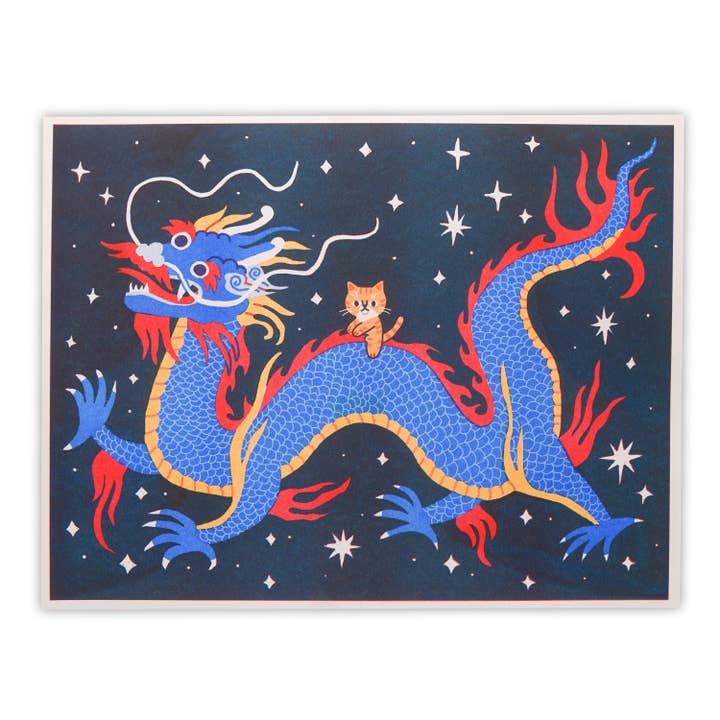 Dragon Rider Risograph Print 🐉 for wholesale by Megan Wang