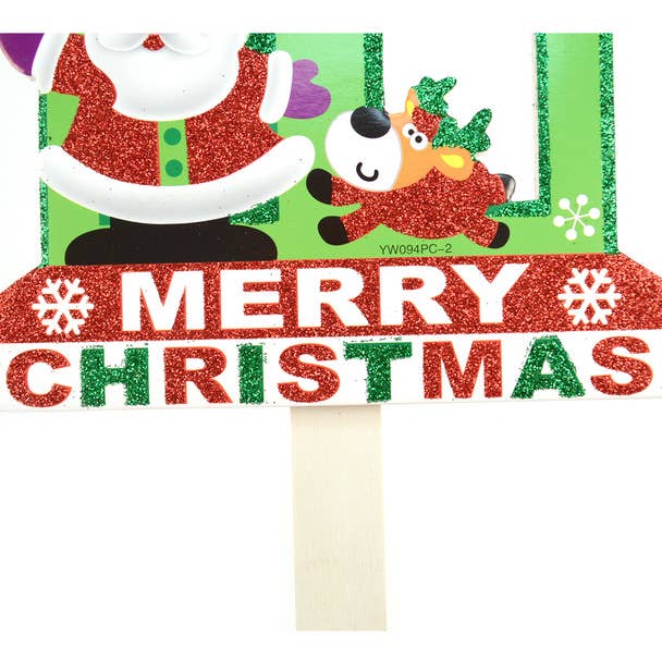 Selini New York - Wholesale Garden/Lawn Stake - Merry Christmas Santa Claus Yard Sign