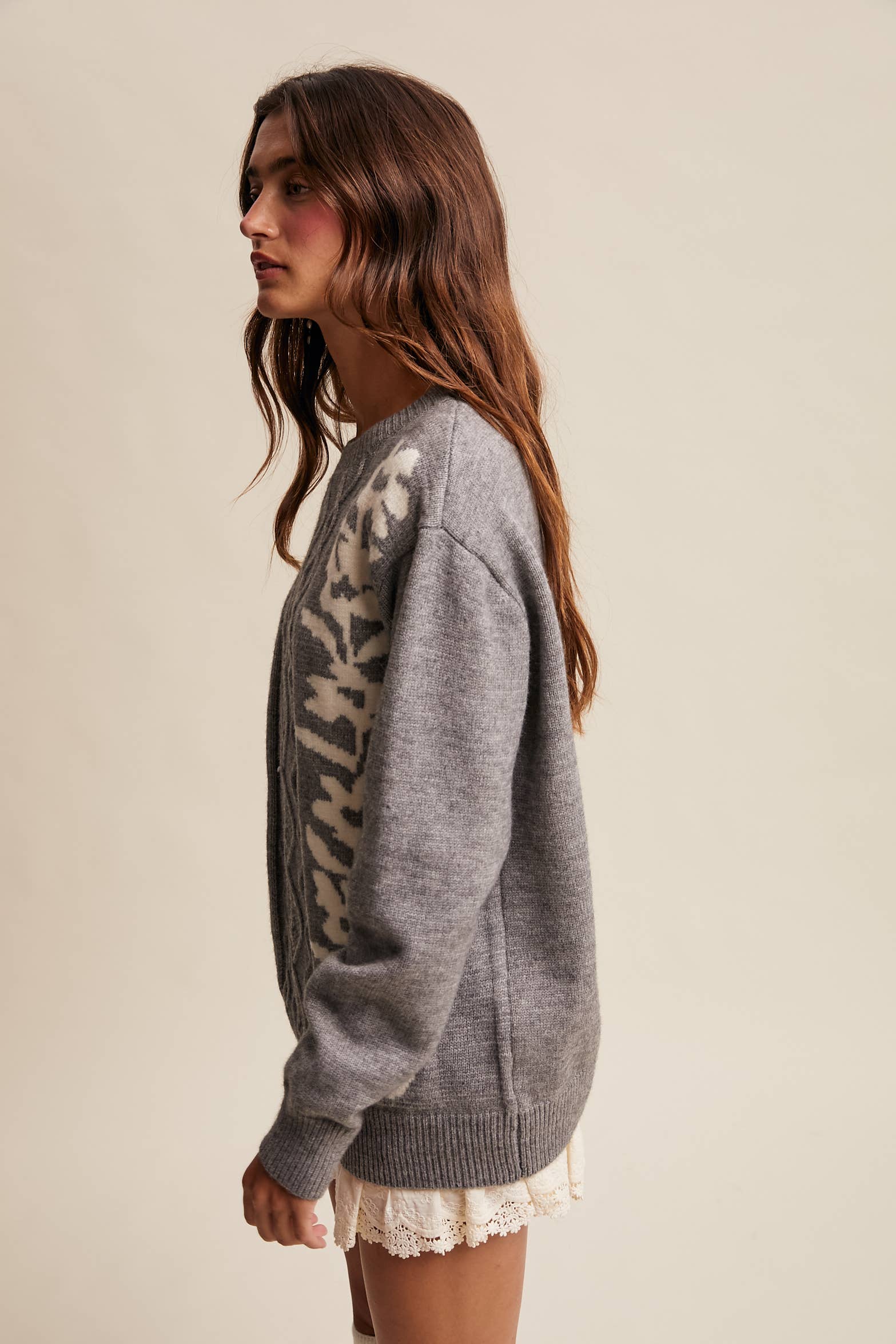 Listicle - Wholesale Knit Sweater - Women's - Floral Panel Cable Knit Sweater (LSW0880)34