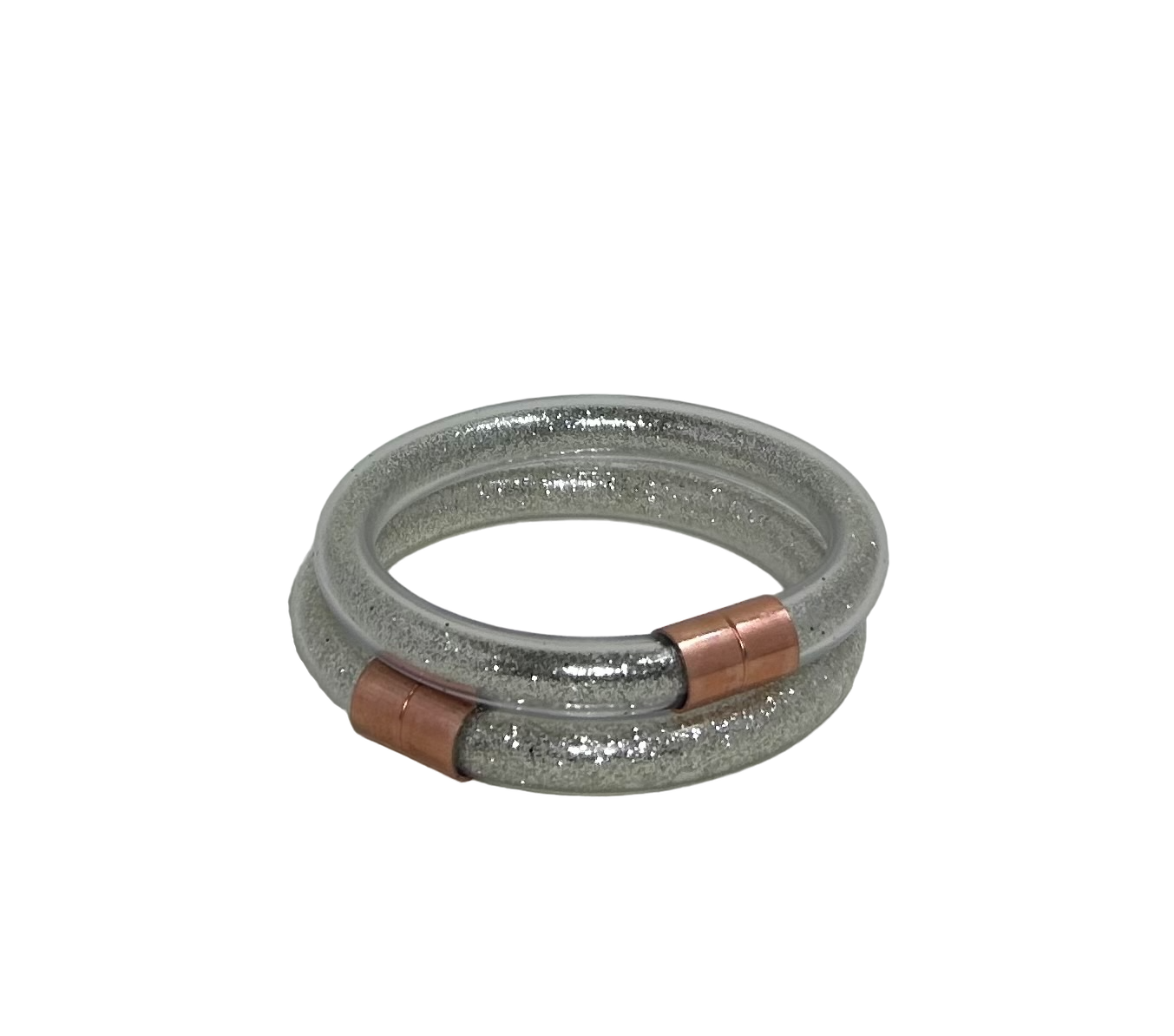 CutieDrop - Wholesale Bangle Bracelet - Shimmering Demi Inclusion Bangle Silver1