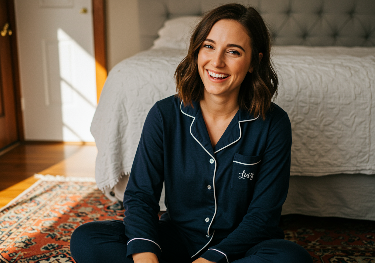 The Blissful - Venta al por mayor Conjunto de ropa para dormir - Mujer - Conjunto de pijama largo 100% algodón Conjunto de pijama de dama de honor 4