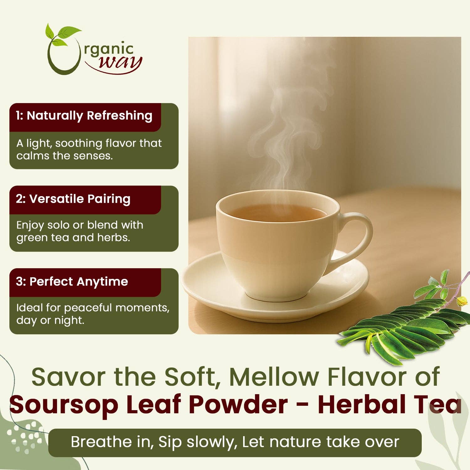 Organic Way LLC - Wholesale Protein/Superfood Powder - Soursop Leaf Coarse Powder - Herbal Tea | Organic, Vegan, Non GMO & Gluten Free | Resealable Bag, USDA & Kosher Certified | 100% Raw from Sri Lanka3