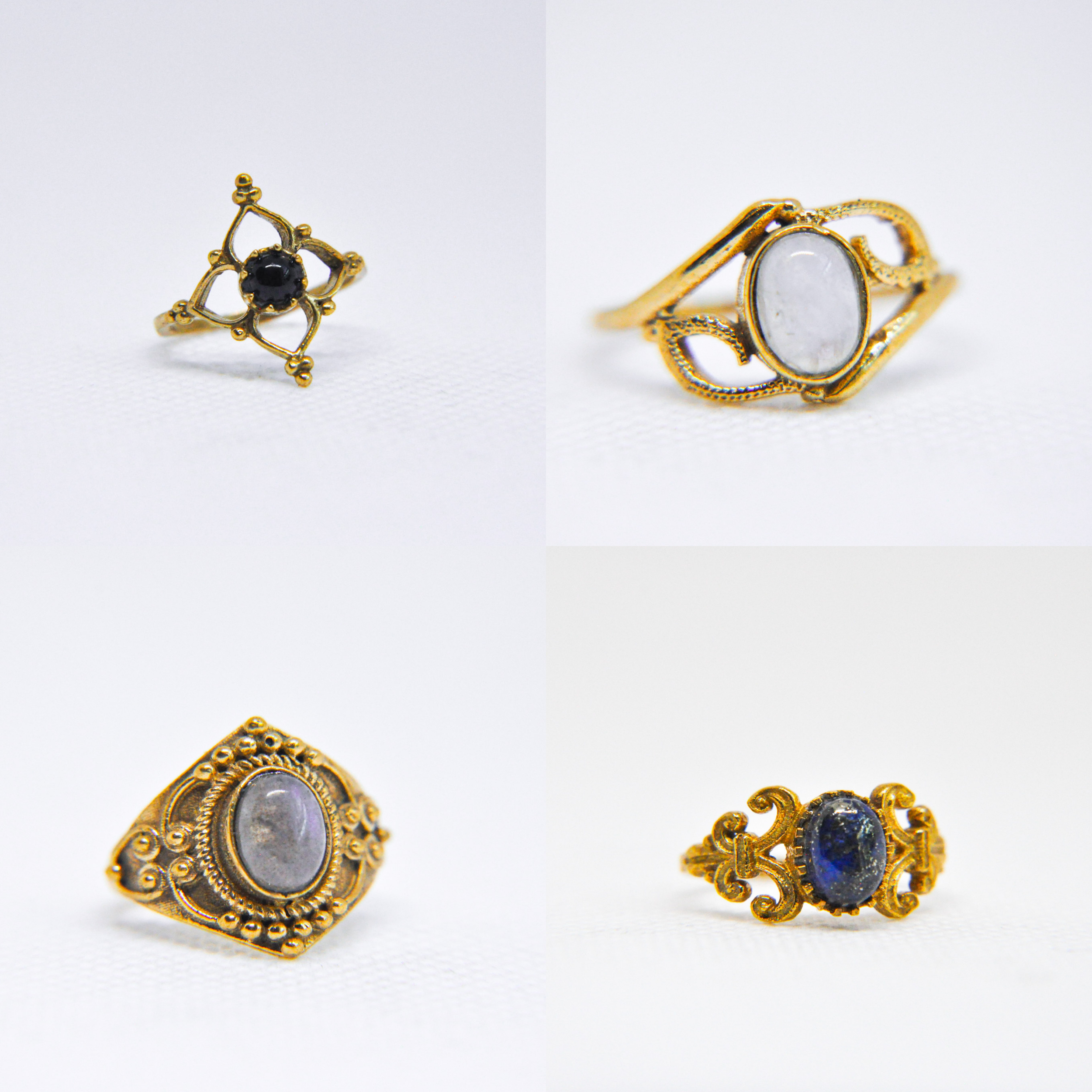 Zumki - Wholesale Single Stone/Solitaire Ring - Assorted Brass Natural Gemstone Ring 3