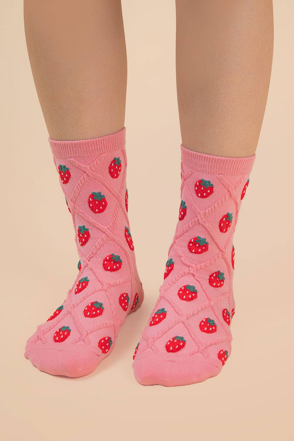 VERY J - Vente Chaussettes – femme - SC10040C - Chaussettes texturées à imprimé fraise4