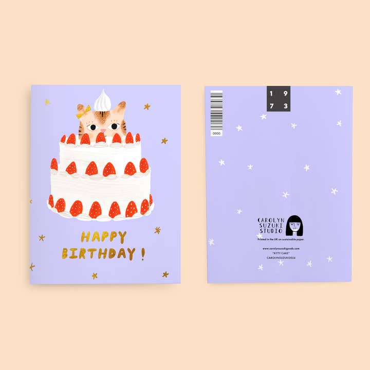 Carolyn Suzuki – wholesale Birthday card – KITTY CAKE - Birthday Card1