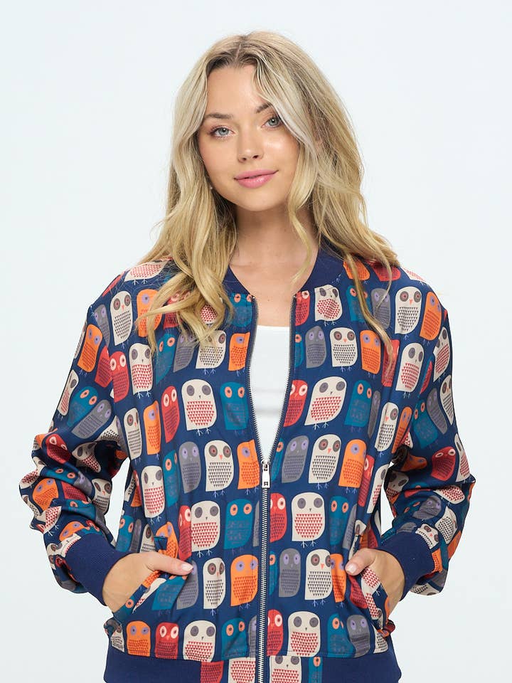 SM WARDROBE – wholesale Bomberjacka - Dam – BOMBERJACKA UGGLA MED HELTRYCK0