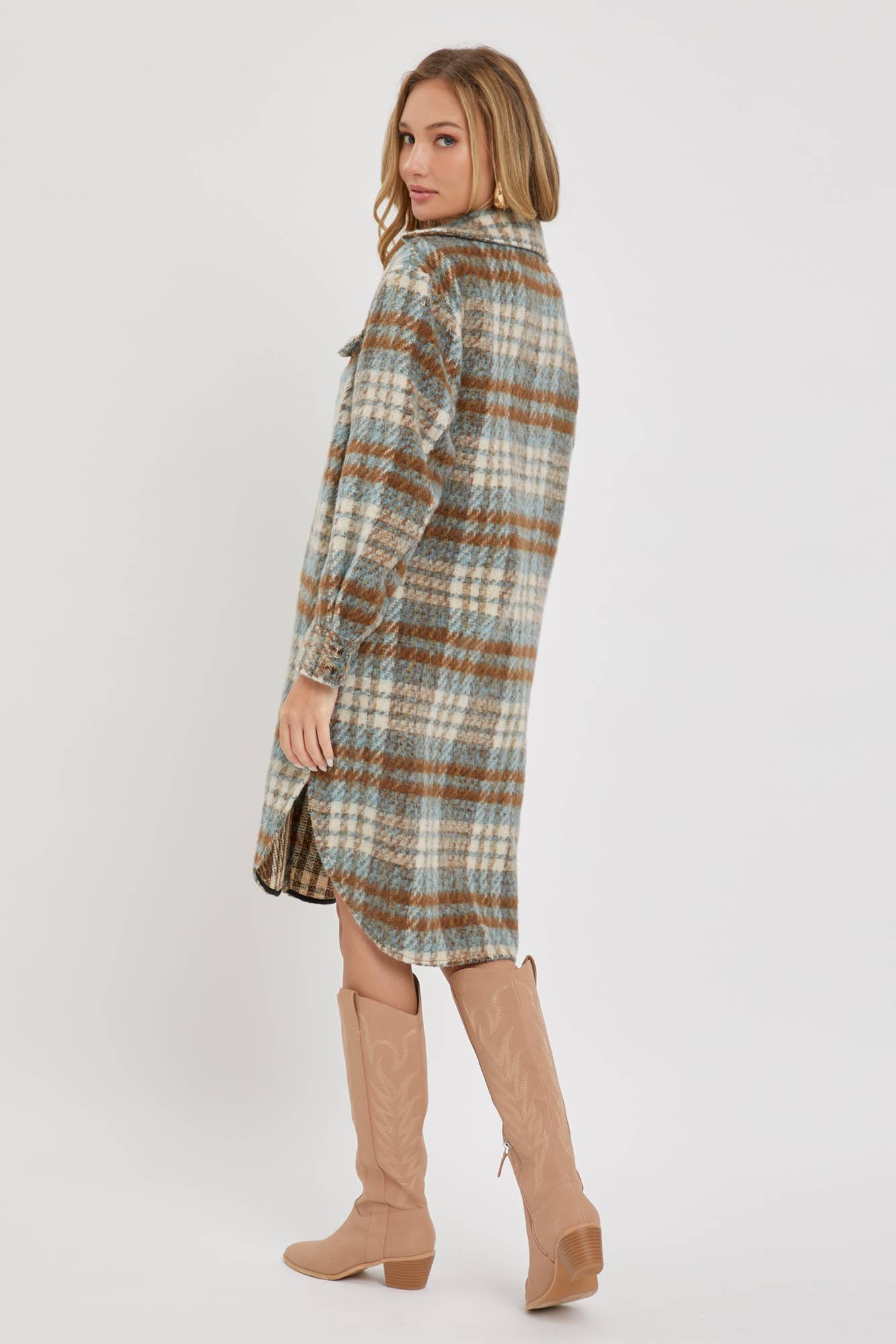Sweet Lovely by Jen – Engroshandel Skjortejakke/shacket – til kvinder – SW1571 PLAID COAT/SHACKET3