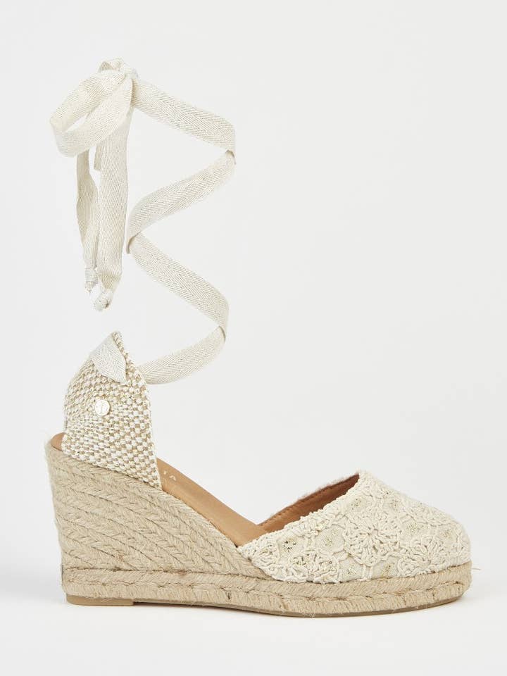 Jasmine Silver | Macramé Espadrilles for wholesale by La Valeta Espadrilles-Ibera Factory Shoes slu