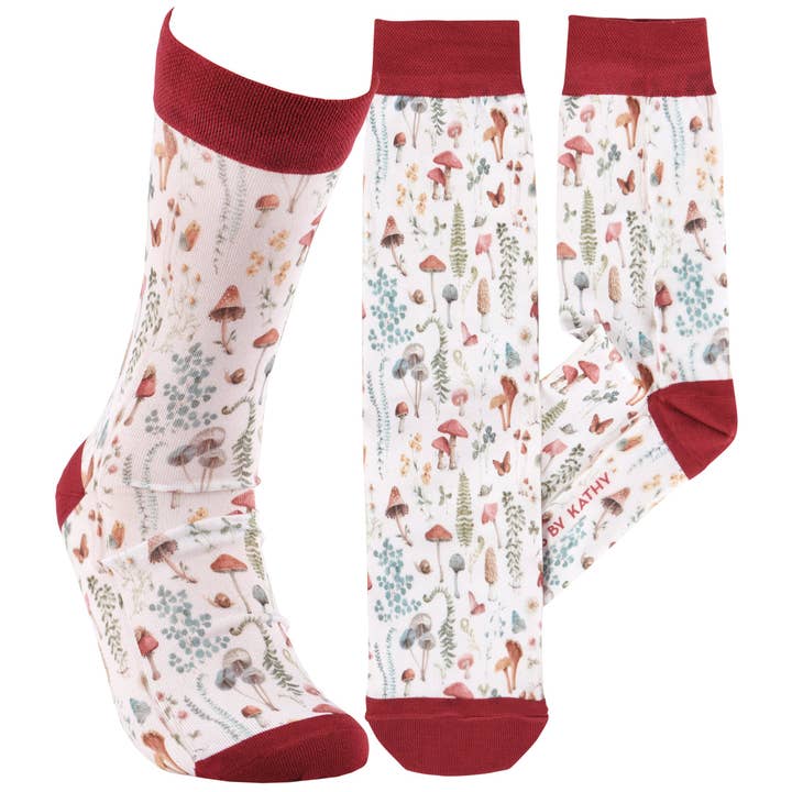 Mushroom Study Socks for wholesale by Primitives by Kathy