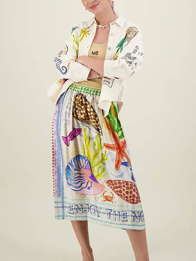 Satin Boho Print Skirt Dress JRM084 for wholesale by UNISHE