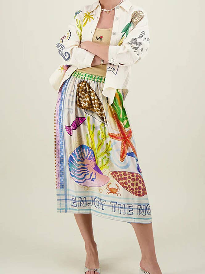 Multi Satin Boho Print Skirt Dress JRM084 for wholesale on Faire