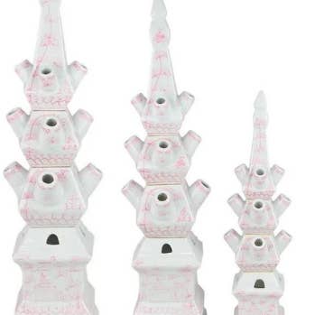 Pale Pink Village Scene Tulipiere for wholesale by The Enchanted Home