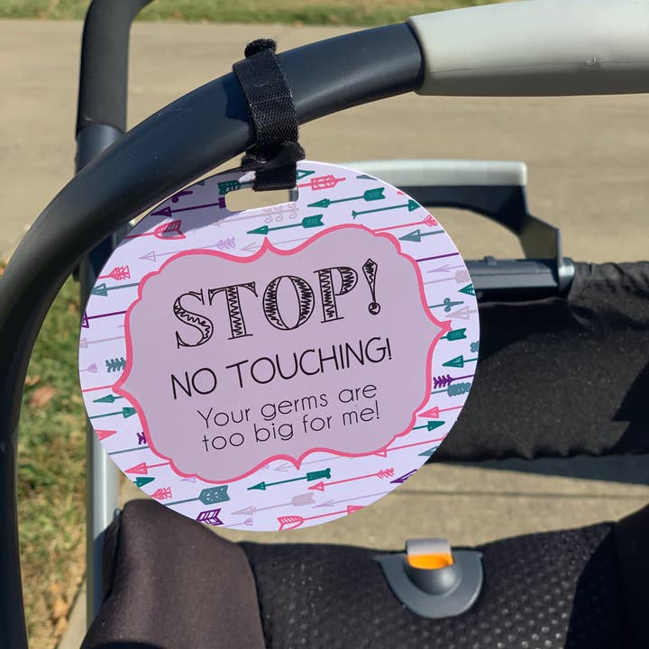 Three Little Tots - Wholesale Car Seat Cover - Kids & Baby - Pink Arrow No Touching Car Seat and Stroller Tag11