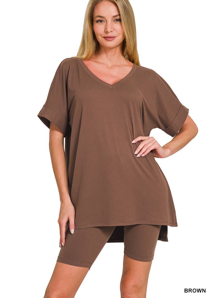 42POPS - Wholesale Lounge Set - Women's - `.Hi Low Hem Top & Biker Shorts 2pc Set10