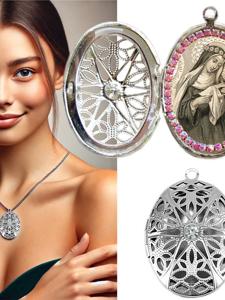 Heavenly Blossom - Saint Rose of Lima Secret Locket Halskæde for engroshandel hos MariaSantissimaShop