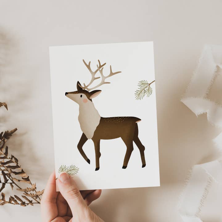 Tilda&Theo - Wholesale Christmas Card - Postcard Reindeer Norway Scandinavian Christmas Deer