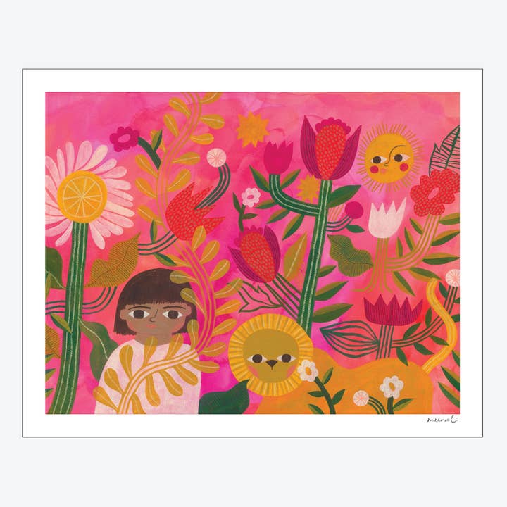 Garden Lion Art Print for wholesale by Meenal Patel Studio