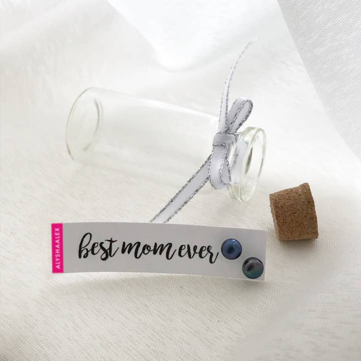 BEST MOM EVER - MESSAGE IN A BOTTLE STUDS for wholesale by ALYSHAALEX