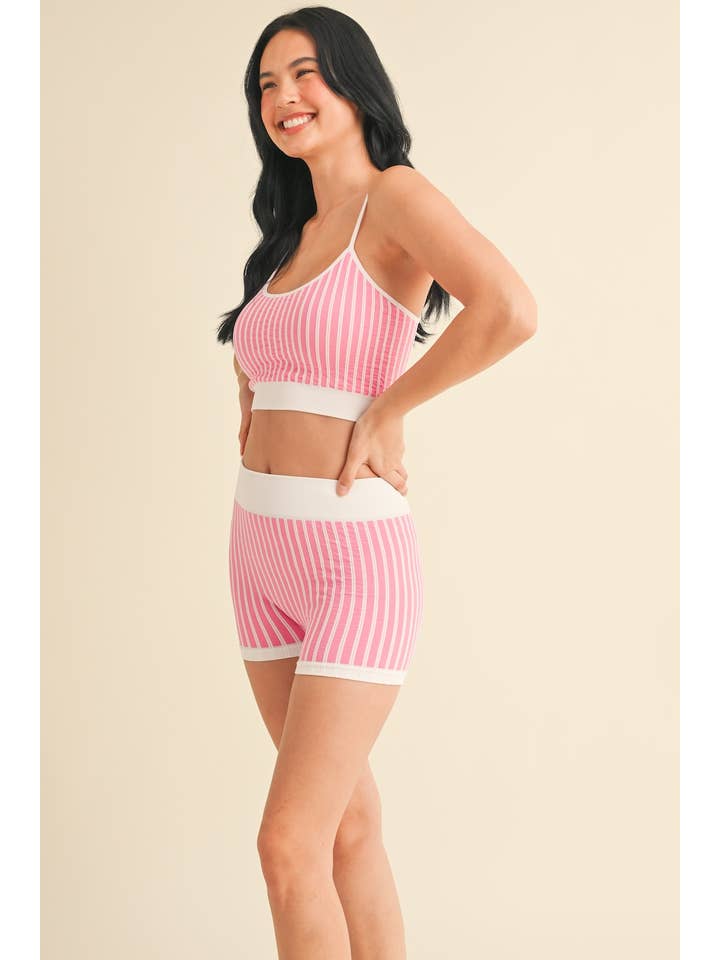 KIMBERLY C - Wholesale Sportkledingset - Dames - Gestreepte Cami Top en Shorts Set14