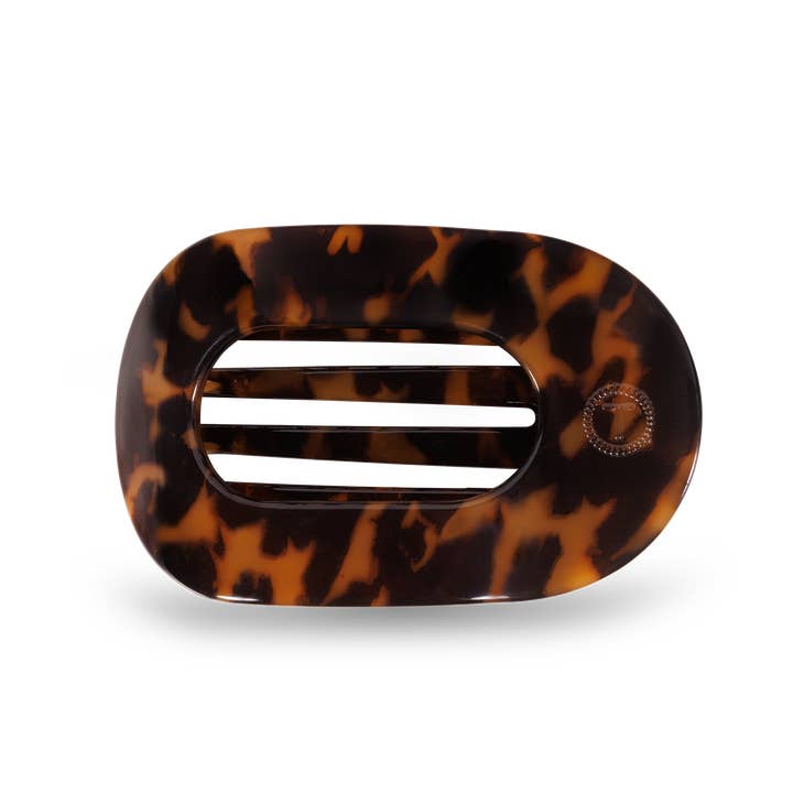 TELETIES - Wholesale Hair Clip - Women's - Round Flat Hair Clip | Medium | Tortoise