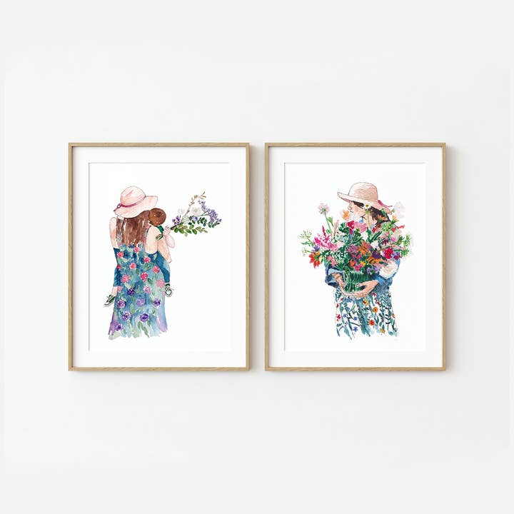 Jenny Vellacott - Wholesale Art Print - Art Print Woman with Flower Print Floral Design3